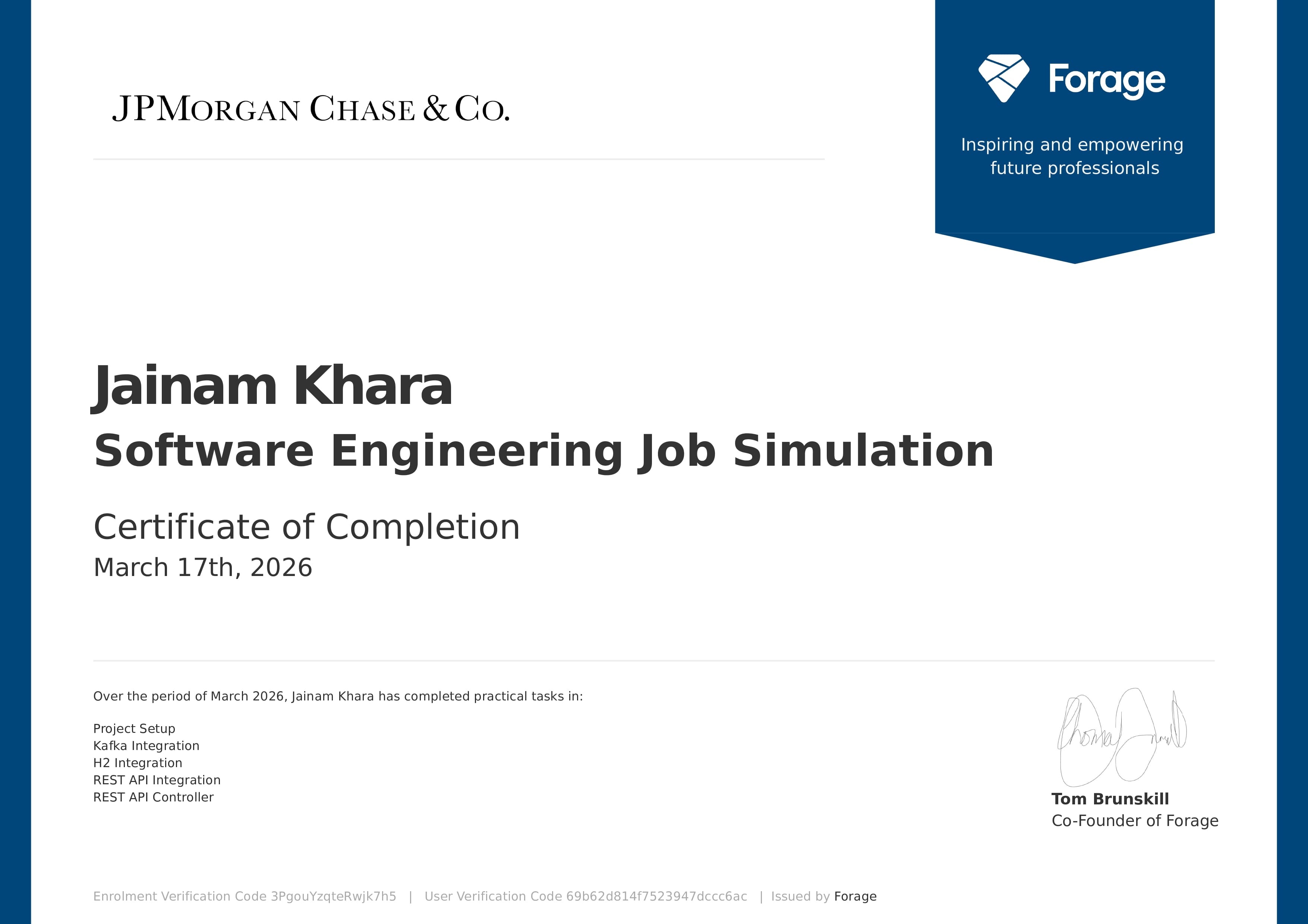 JP Morgan Chase & Co. Software Engineering